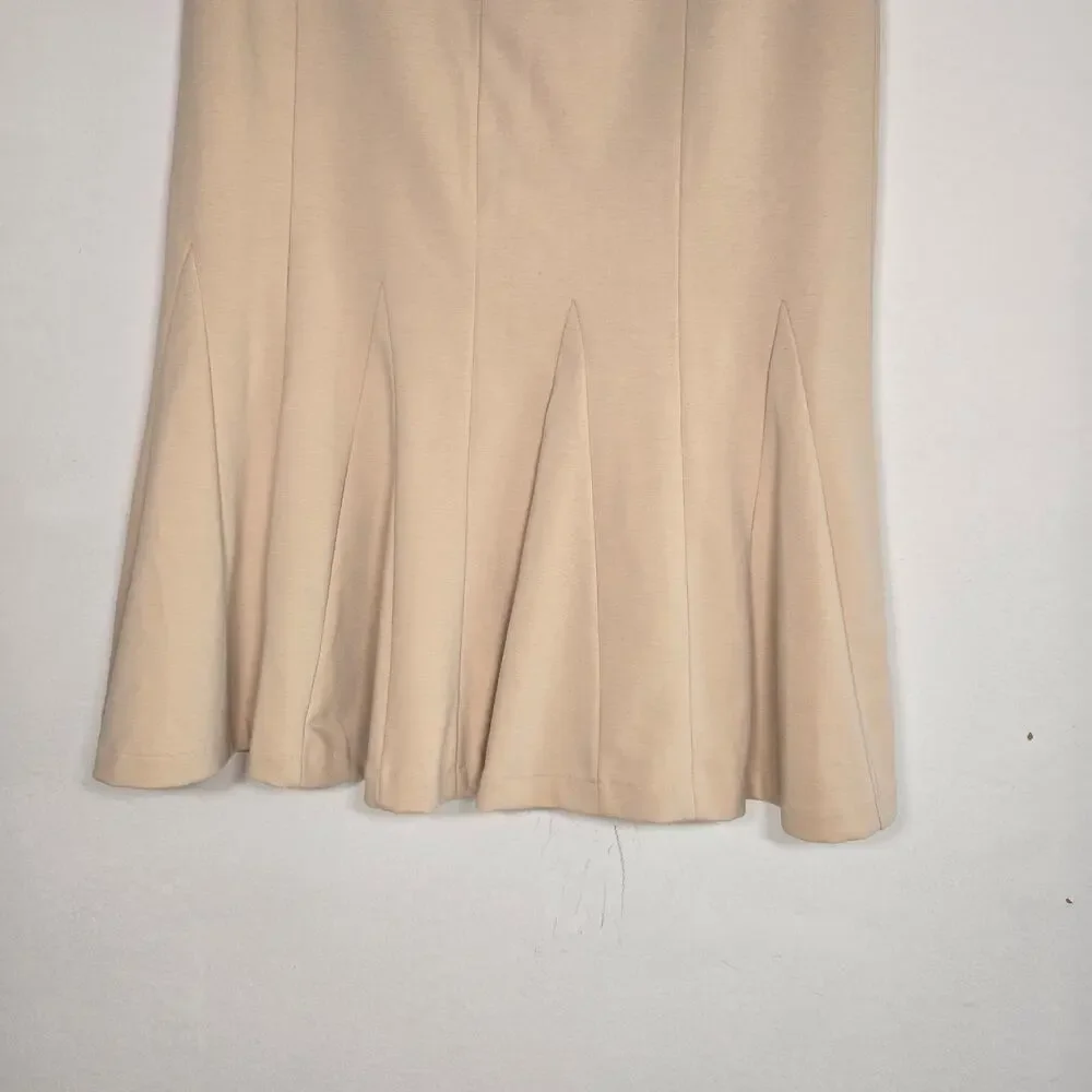 Spiegel Womens Beige Flare Polyester Blend Side Zip Classic Fit Skirt Size 10P
